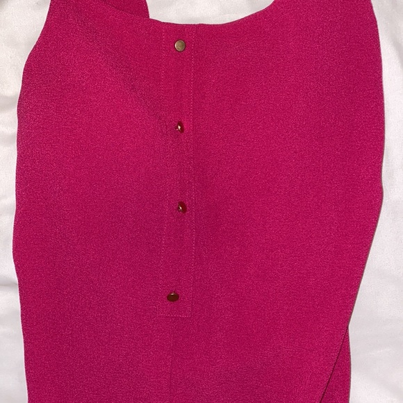 Simple Fuchsia Dress with Gold Buttons down the Back - Picture 4 of 4